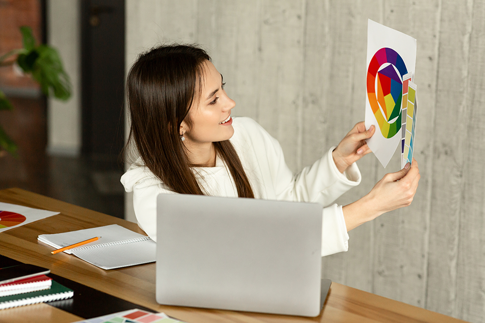 remote work concept designer demonstrates color s 1000