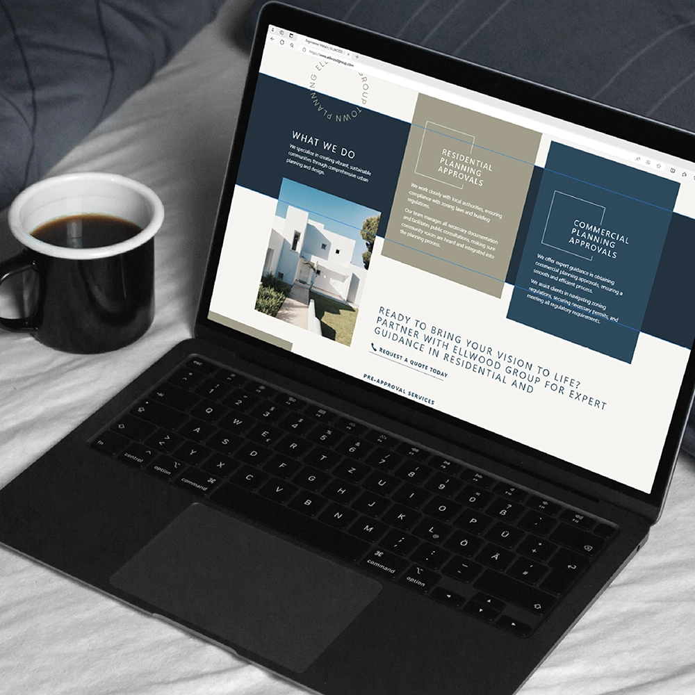 Ellwood Group town planning website designed by Novu Creative, shown on a laptop