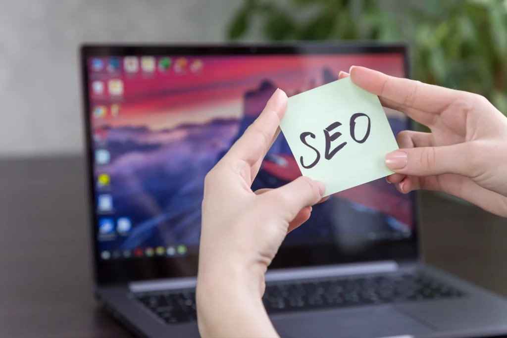 seo concept with laptop and post it note 2026 03 24 10 04 41 utc